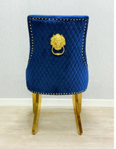 Navy Gold Majestic Lion Knocker Chairs