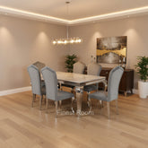 Grey Louis Dining Table With Dark Grey Alice Chairs