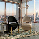2 x Santorini Gold Dining Chairs- Black Gold, Cream Gold
