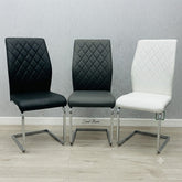 2 x Atlantis PU Dining Chairs- White, Black, Grey