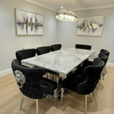 Grey Arial Dining Table With Black Valentino Chairs