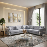 Vida Grey Silver Corner Sofa Set