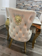 Cream Gold Louis Dining Table With Cream Gold Lion Knocker Victoria Chairs