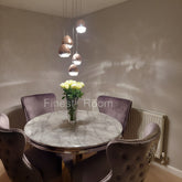 1.1m Round Grey Louis Dining Table With Grey Chelsea Shimmer Chairs