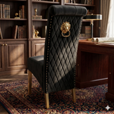 2 x Sofia Gold Lion Knocker Chairs- Black Gold, Cream Gold