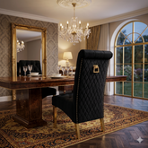 2 x Sofia Gold Square Knocker Chairs- Cream Gold, Black Gold