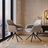 2 x Florence 360 Swivel Chairs- Grey/Beige