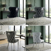 2 x Valentino Lion Knocker Dining Chairs- Silver, Black, Navy, Dark Grey, Mink