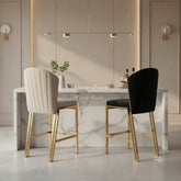 Fabio Breakfast Stools- Black Gold, Cream Gold