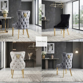 2 x Victoria Gold Lion Knocker Dining Chairs - Grey Gold, Cream Gold, Black Gold