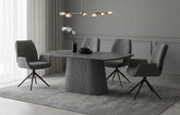 Davos Grey Ceramic Oval Dining Table with Fairmont Swivel Chairs