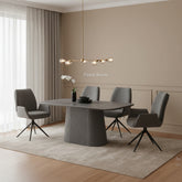 Davos Grey Ceramic Oval Dining Table with Fairmont Swivel Chairs