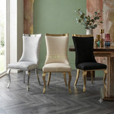 2 x Miami Dining Chairs- Cream Gold, Black Gold, Grey Silver