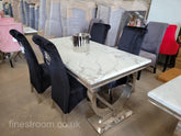 White Ariana Dining Table With Black Sofia Chairs