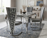 Grey Louis Chrome Dining Table With Grey Vienna Chairs