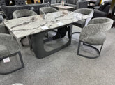 Lina Grey Marble Dining Table With Lina Grey Dining Chairs