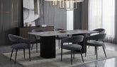 Olympia Grey Ceramic Dining Table with Olympia Grey Dining Chairs