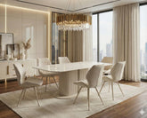 Sydney Cream Ceramic Dining Table With Cambridge Beige Chairs