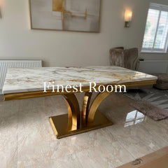 Charisma Gold Marble Dining Table