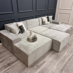 Atlanta Modula Silver Grey Sofa - U Shape Combination