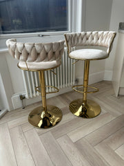 Camelia Luxury Cream & Gold Bar Stool