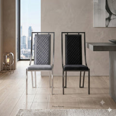 2 x Windsor Dining Chairs - Grey Silver, Black Silver