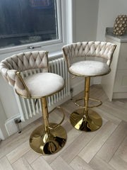 Camelia Luxury Cream & Gold Bar Stool