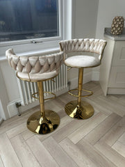 Camelia Luxury Cream & Gold Bar Stool