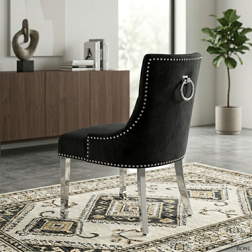 2 x Valencia Dining Chairs- Light Grey, Black, Dark Grey