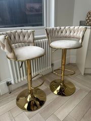 Camelia Luxury Cream & Gold Bar Stool