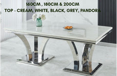 Charisma Chrome Marble Dining Table