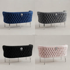 Valentino Plush Velvet Benches- Navy, Mink, Black, Dark Grey