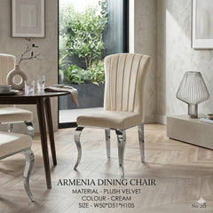 2 x Armenia Dining Chairs - Light Grey Gold, Dark Grey Silver, Cream Gold, Black Gold, Cream Silver