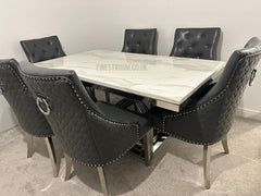 Elina Chrome Table With Grey Leather Ring Knocker Roma Chairs