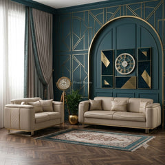 Lidya Casalux Cream Gold Sofa Set