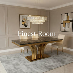 Charisma Gold Marble Dining Table