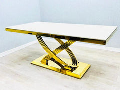 Cream Gold Elina Table With Cream Gold Vienna Chairs