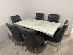 Elina Chrome Table With Grey Leather Ring Knocker Roma Chairs
