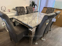 Grey Louis Chrome Dining Table with Dark Grey Sofia Chairs