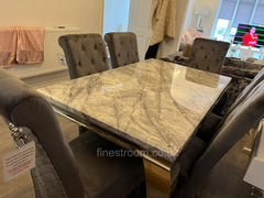 Grey Louis Chrome Dining Table with Dark Grey Sofia Chairs