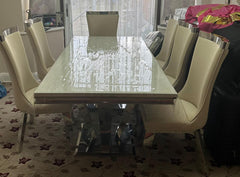 Charisma Chrome Marble Dining Table