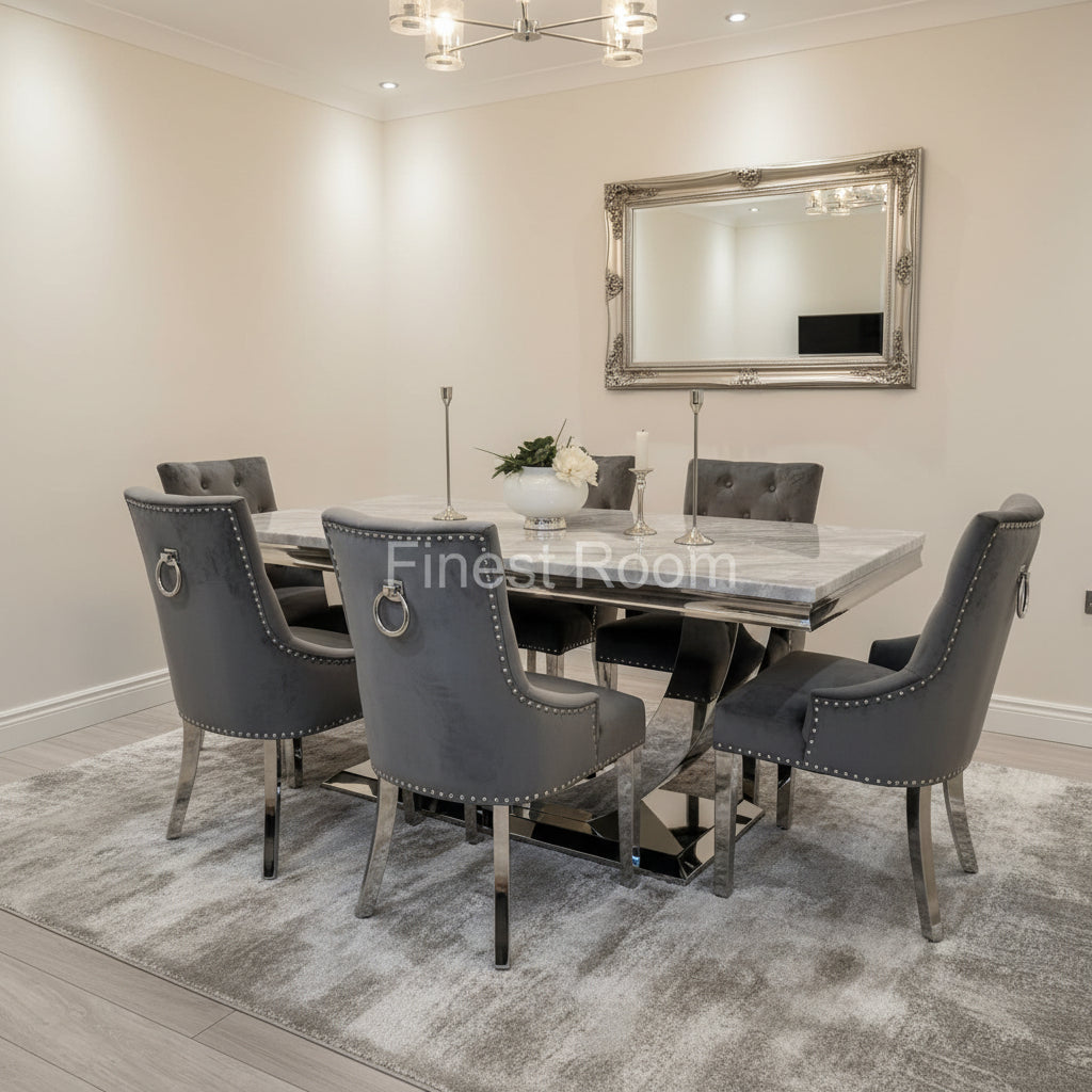 Grey Arial Dining Table With DG Valencia Chairs