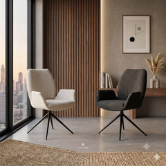 2 x Fairmont 360 Swivel Dining Chairs- Beige/Grey
