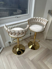 Camelia Luxury Cream & Gold Bar Stool