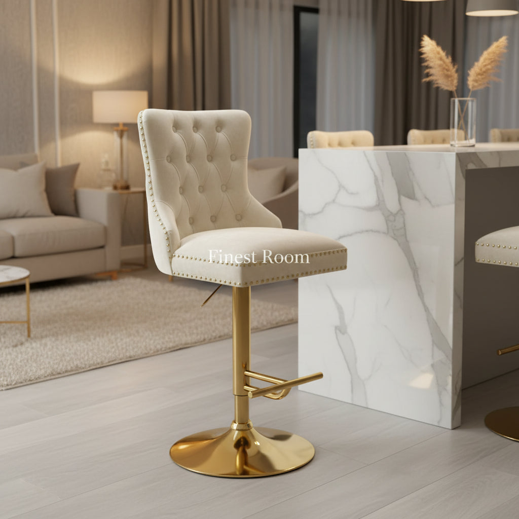 Victoria Ring Knocker Bar/Breakfast Stools- Cream & Gold