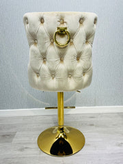 Victoria Ring Knocker Bar/Breakfast Stools - Black Gold, Cream Gold