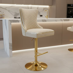 Victoria  Lion Knocker Breakfast/Bar Stools- Black Gold, Cream Gold