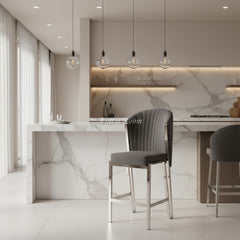 Fabio Bar/Breakfast Stools- Black Silver, Grey Silver