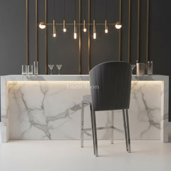 Fabio Bar/Breakfast Stools- Black Silver, Grey Silver