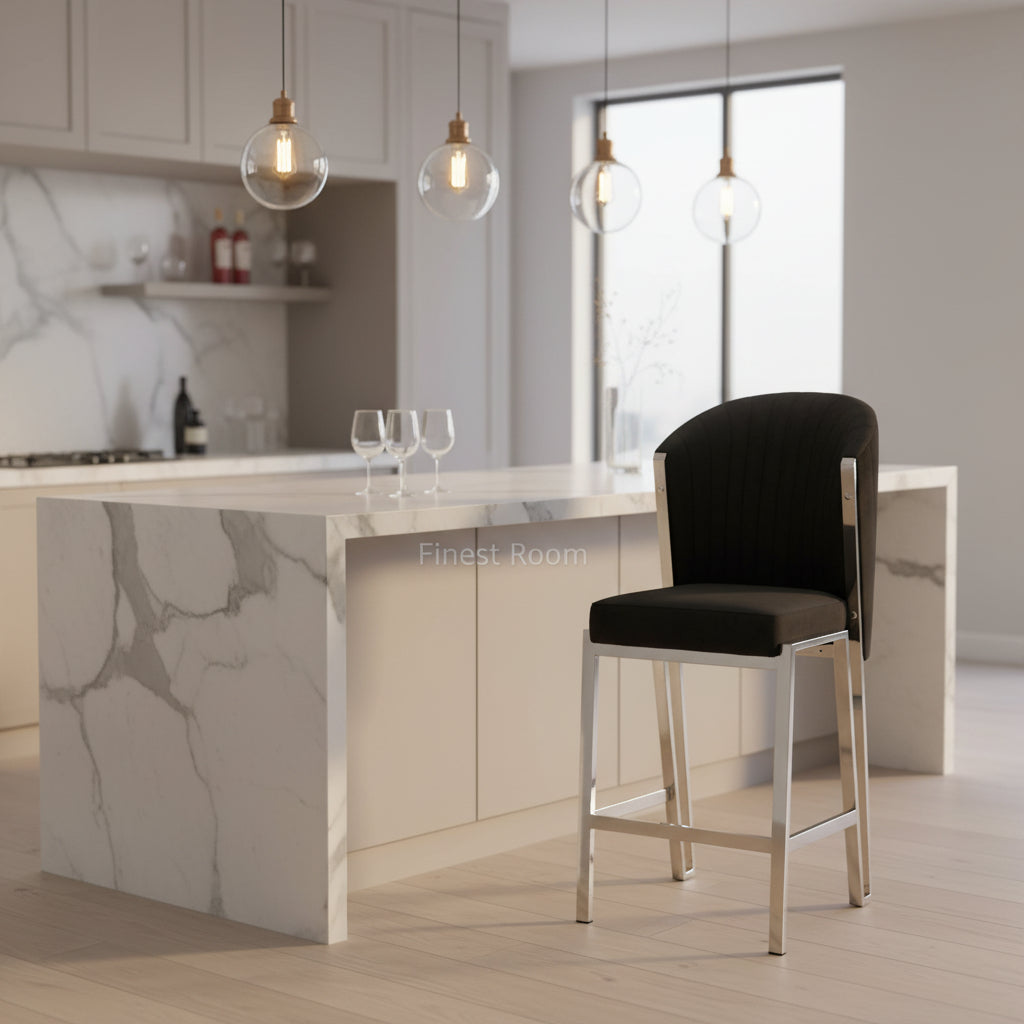 Fabio Bar/Breakfast Stools- Black Silver, Grey Silver